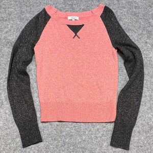 dELiAs Metallic Raglan Sweater Pink Grey Shimmer Knit Retro Skater Y2K XS